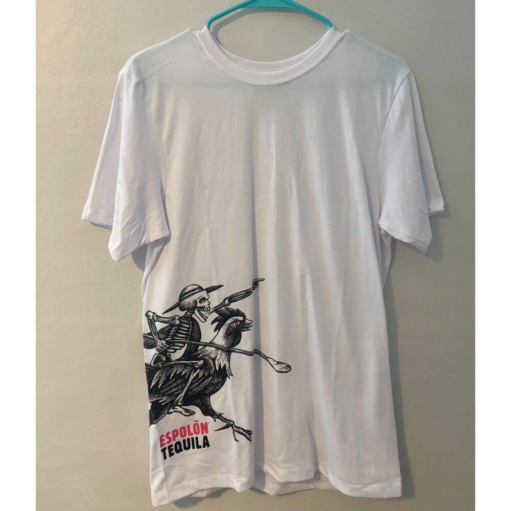 Espolòn Tequila Graphic T-Shirt – Men’s Large, Skeleton/Rooster Design